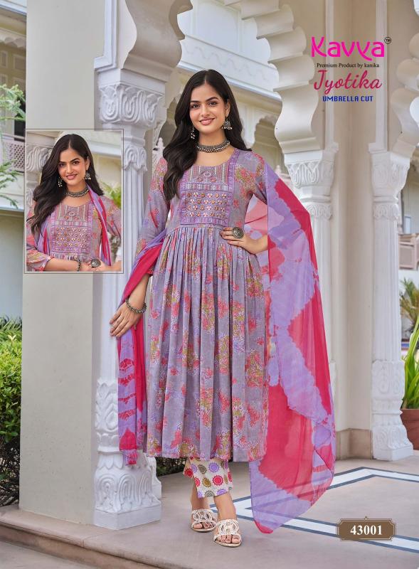 Kavya jyotika vol 43 umbrella cut kurti pant set wholesale flipkart
